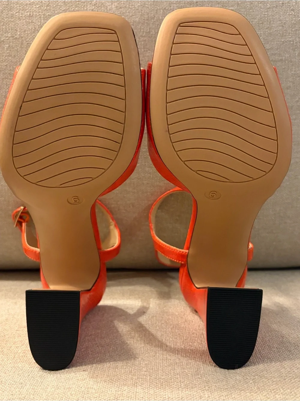 Michael Shannon Orange Croc-Embossed Open-Toe Ankle-Strap Sandals